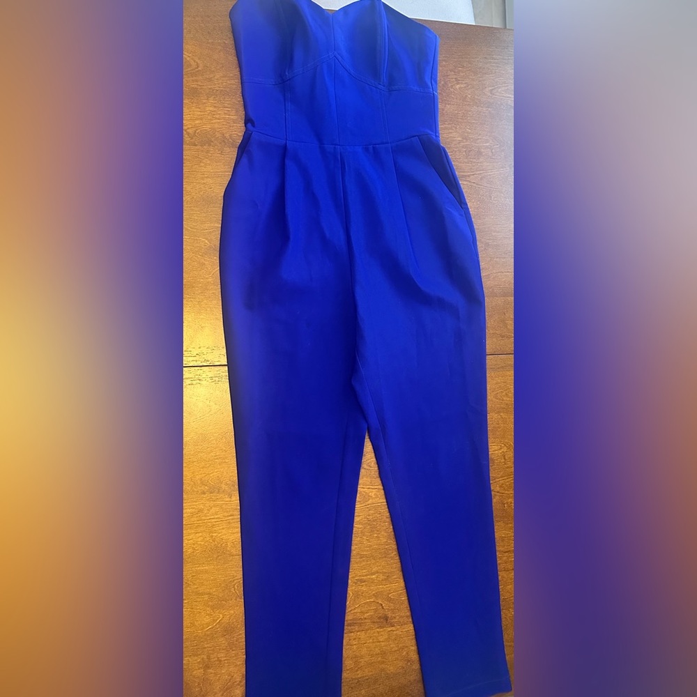 Adelyn Rae Royal Blue Strapless Jumpsuit